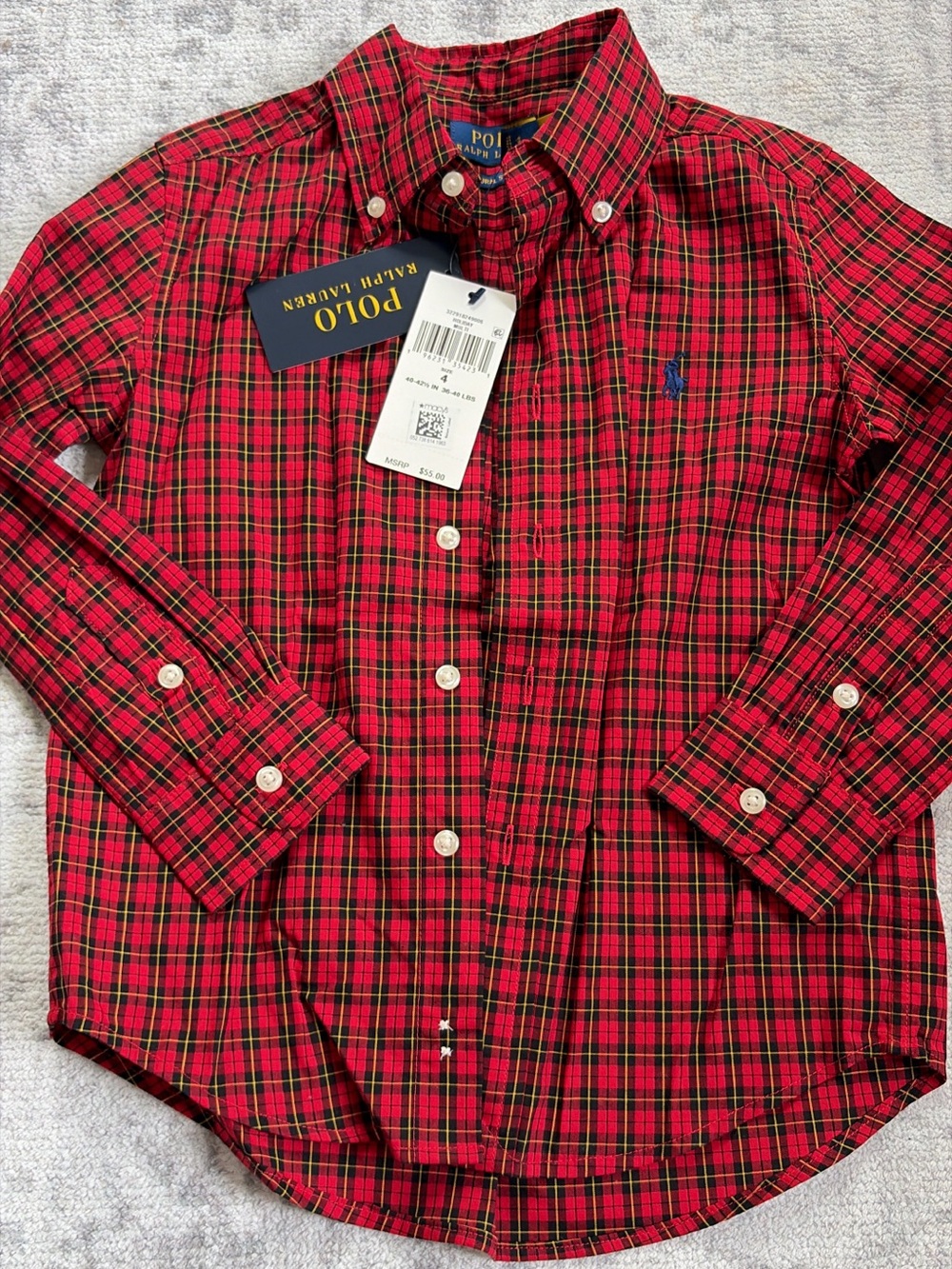 Polo by Ralph Lauren Red and Green Plaid Button-Down Shirt - Kids